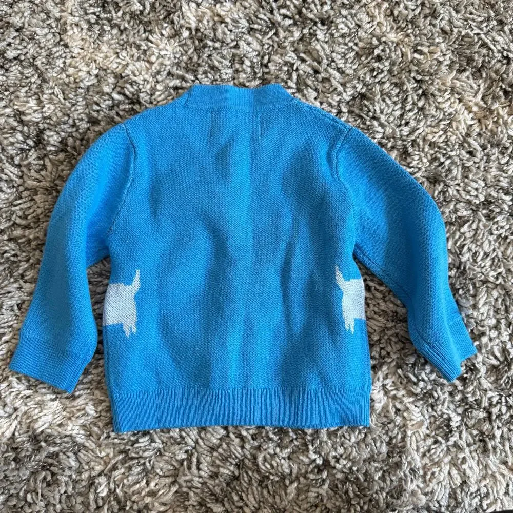 NWT Old Navy 6-12 Months Cardigan Sweater Blue Dogs Baby Boy CUTE